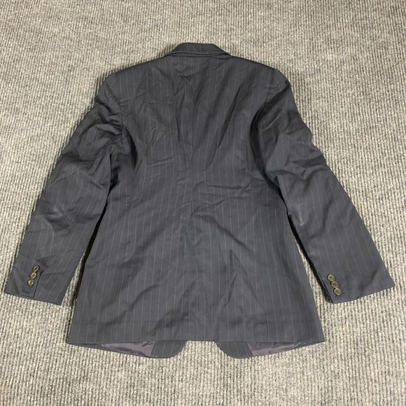 Giorgio Armani Blazer Womens 42 Blue Pin Striped Sports Coat Luxury Italy Wool - Picture 12 of 12